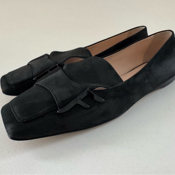 Fendi Freedom Loafer Black Suede Zucca FF Square Toe Flat EU 37 US 7 Classic - Picture 7 of 10